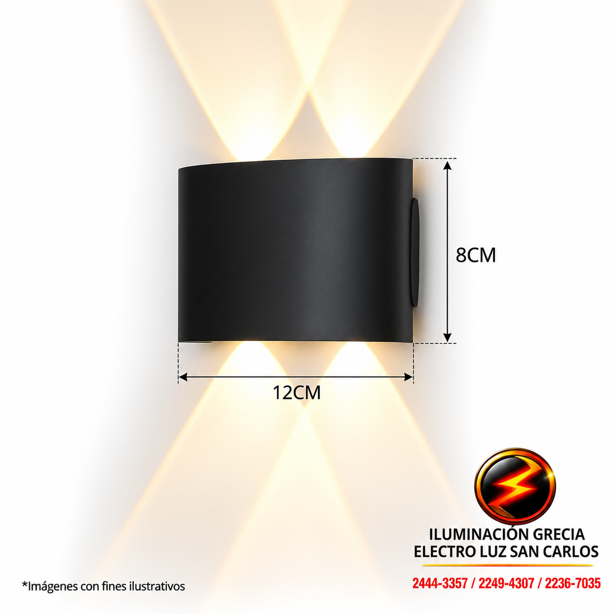 APLIQUE LED PARA PARED 2 LUCES OS-W02-4-4W 3202-2 NEGRO 3000K