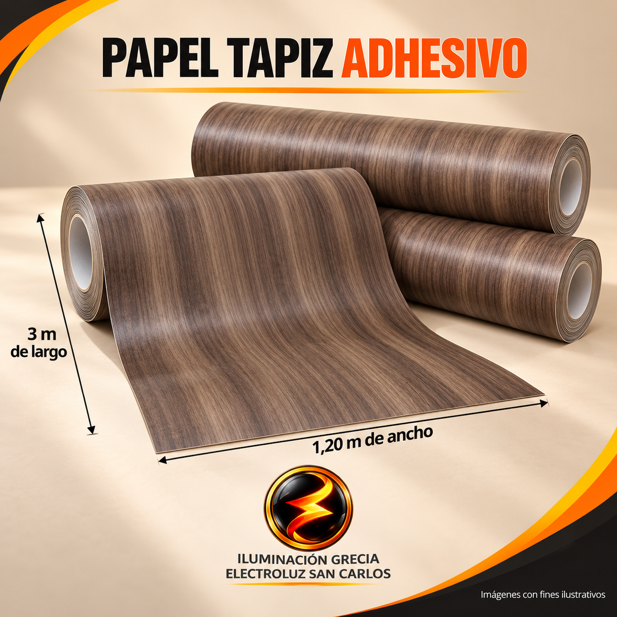 LÁMINA ADHESIVA PAPEL TAPIZ 1.20M X 3M PARA PARED CAFE MATIZ DECORATIVO JQ-7P-016