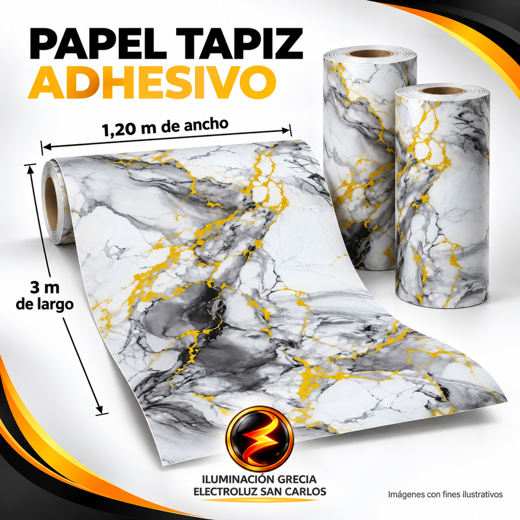LÁMINA ADHESIVA PAPEL TAPIZ 1.20M X 3M PARA PARED GRIS HUMO VETAS DORADAS DECORATIVO JQ-TJ-037