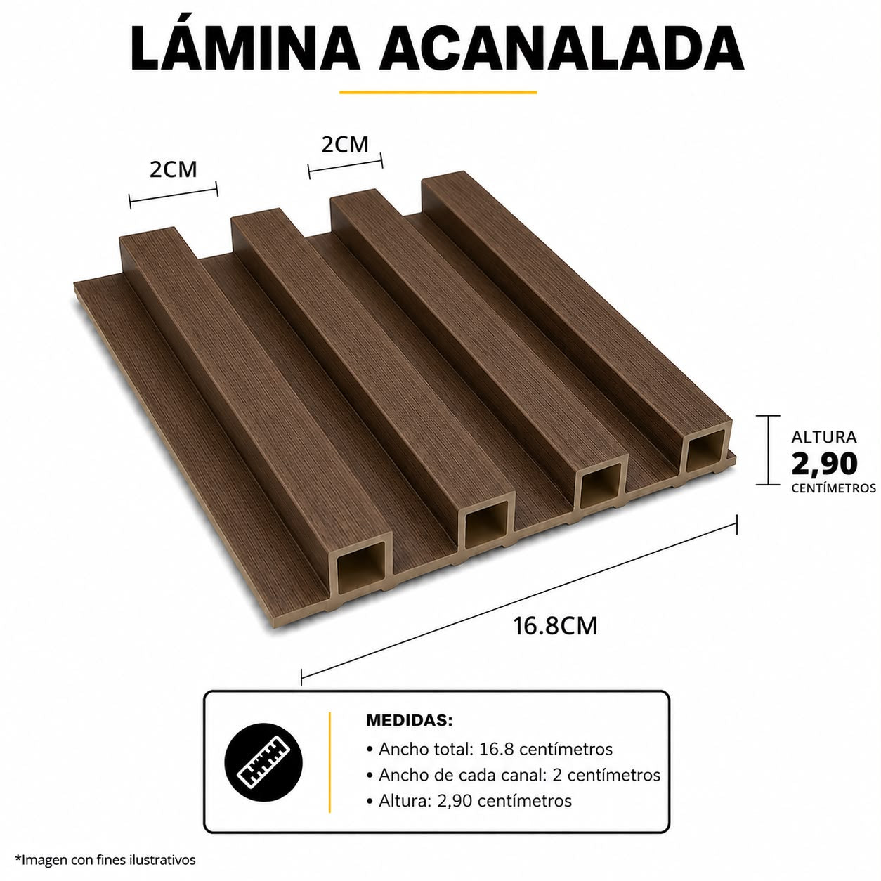 LAMINA ACANALADA 168MM ESTILO ROBLE OSCURO 16.8CM X 2.90CM