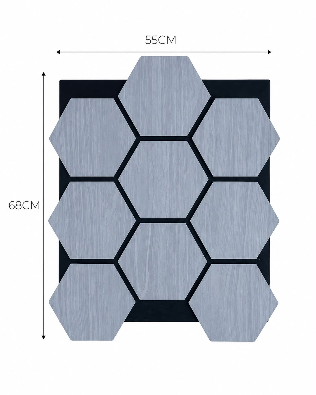 LÁMINA ACÚSTICA FIBRA DE POLIESTER P.E.S GRIS HEXAGONAL 55CM X 68CM 17MM UNIDAD XYBS-014B
