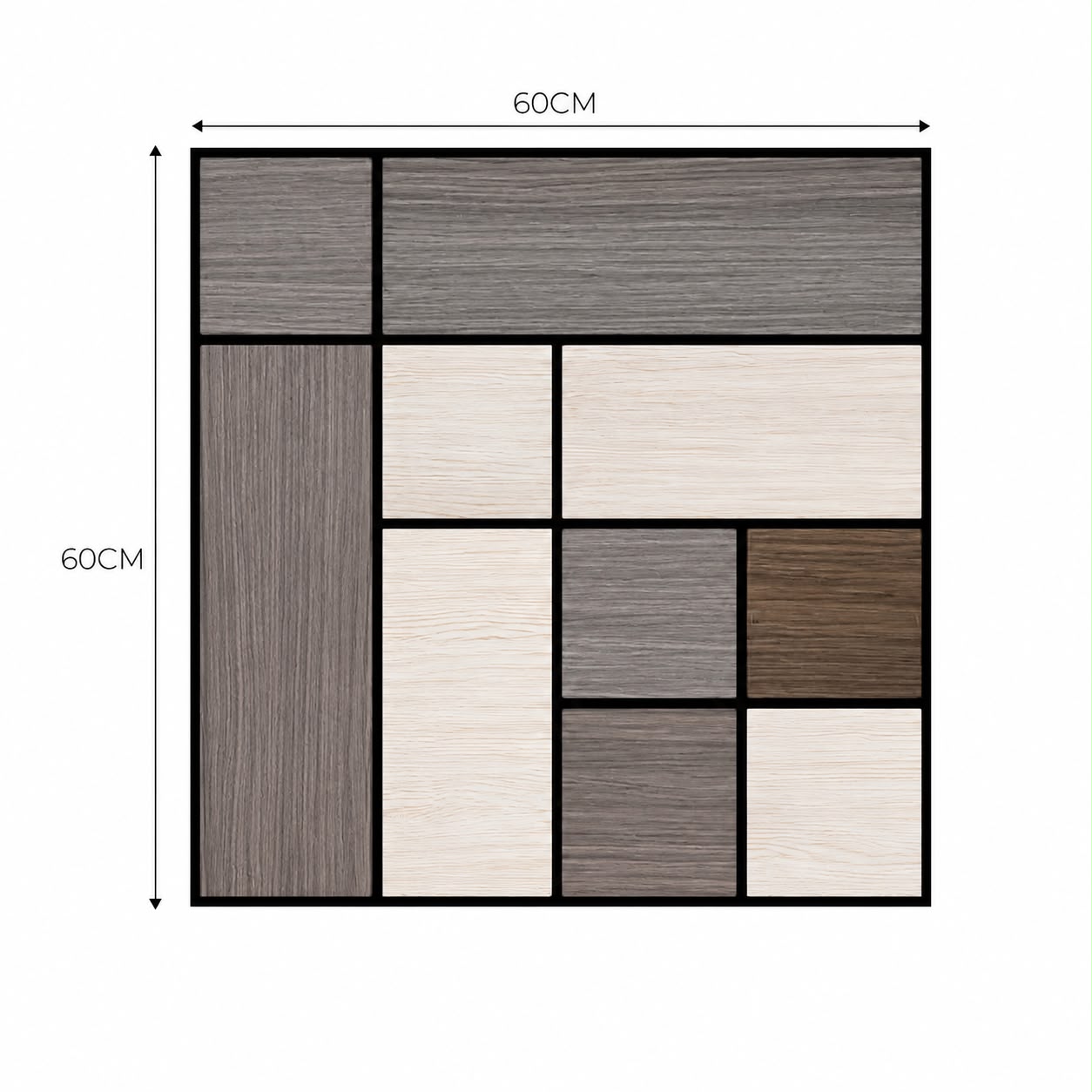 LÁMINA ACÚSTICA FIBRA DE POLIESTER P.E.S GREIGE MOSAICO 60CM X 60CM 17MM UNIDAD XYBZ-024A