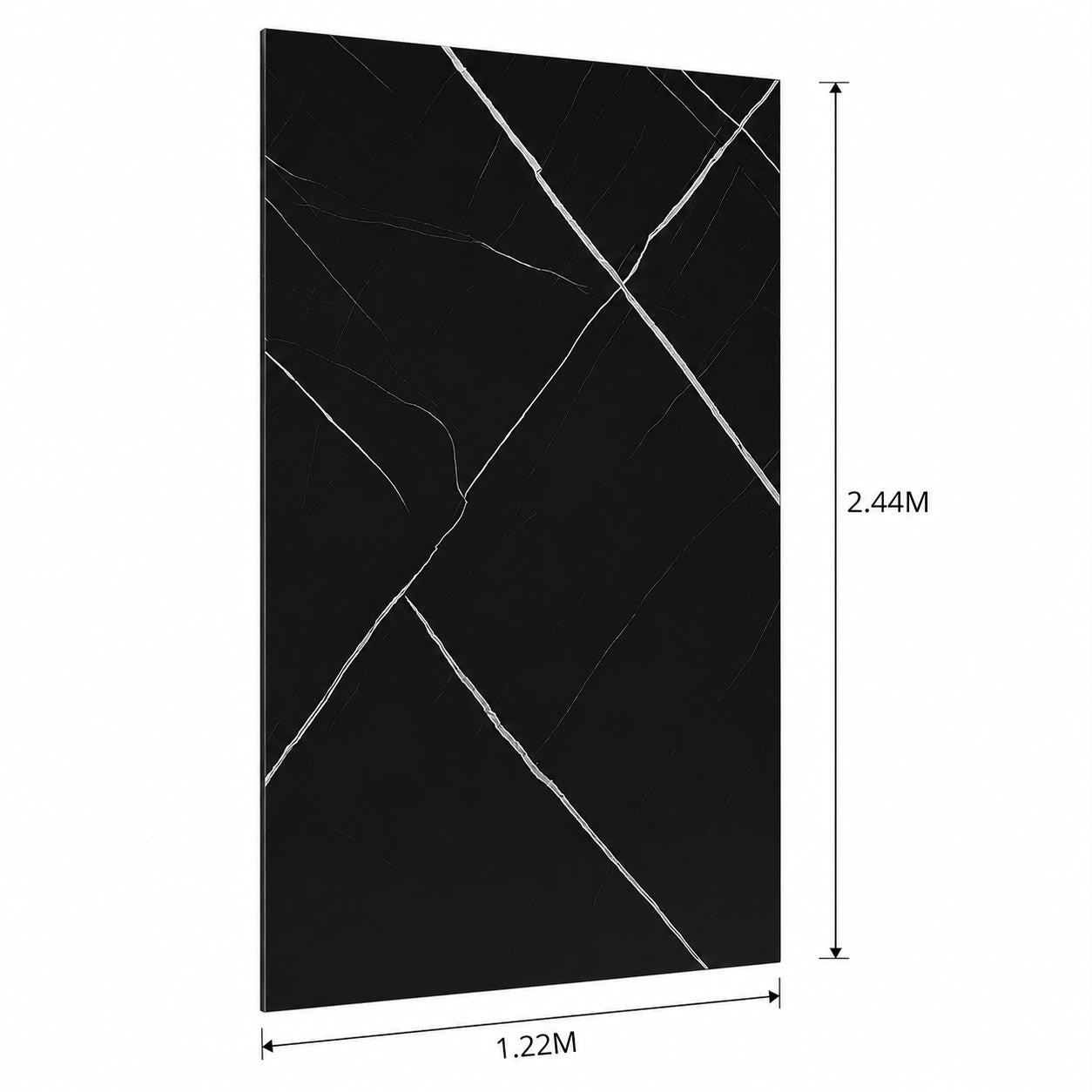 LÁMINA PVC - PANEL UV ESTILO MÁRMOL NEGRO ESCALA VETA BLANCA 1.22M X 2.44M / 3MM KL8271-2