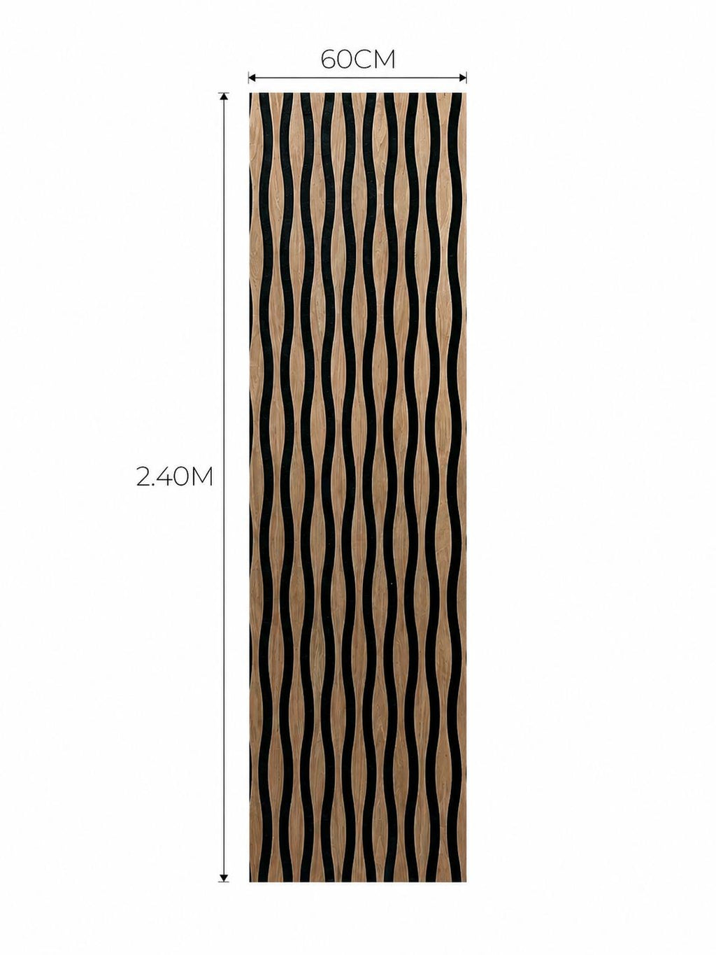 LÁMINA ACÚSTICA FIBRA DE POLIESTER P.E.S CORTINA ROBLE OSCURO 2.40MT X 60CM 17MM UNIDAD XYBCT-005B
