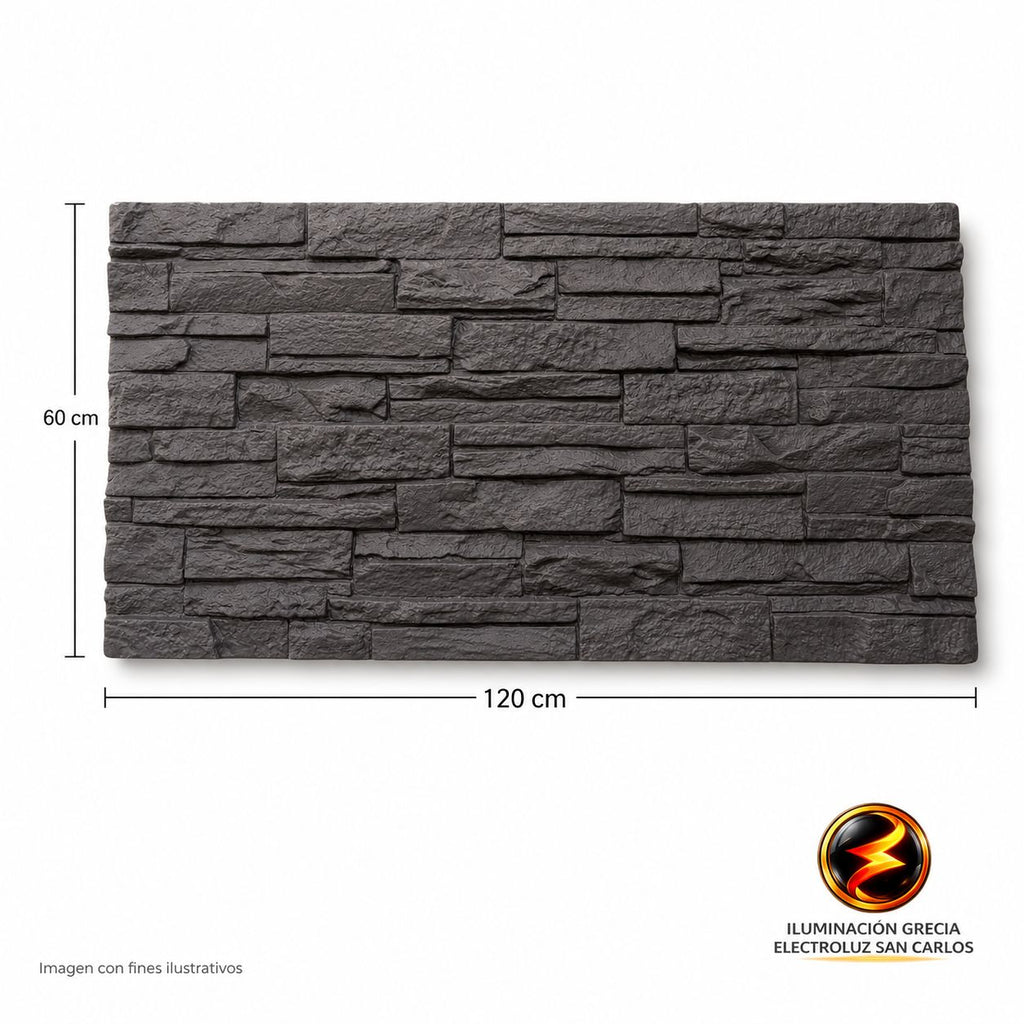 60-02997 LAMINA TEXTURA DE PIEDRA FACHALETA  GRIS OSCURO PU-12-B P.U 60CM X 1.20M
