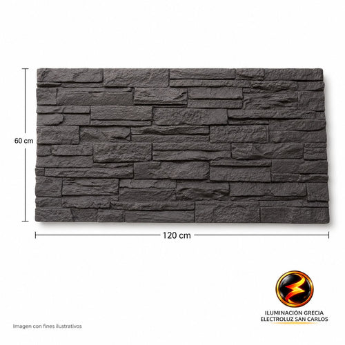 60-02997 LAMINA TEXTURA DE PIEDRA FACHALETA  GRIS OSCURO PU-12-B P.U 60CM X 1.20M