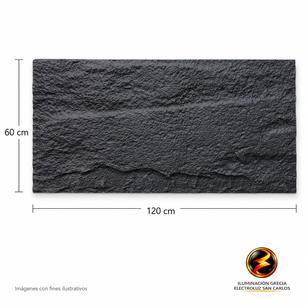 60-03004 LAMINA TEXTURA DE PIEDRA NEGRO  PU-01-A P.U 60CM X 1.20M