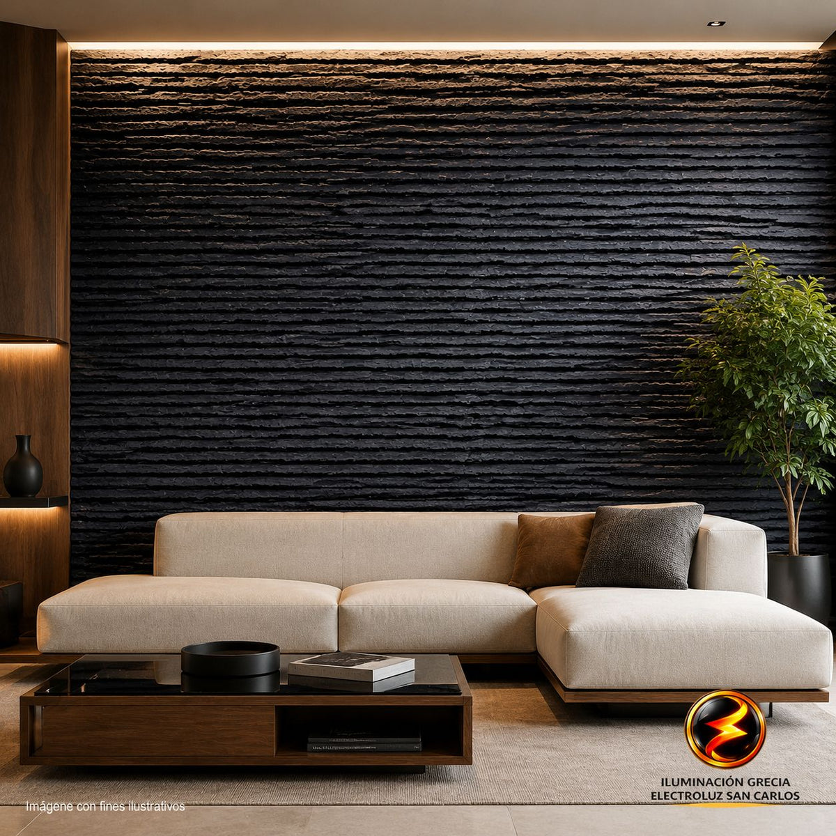 60-03001 LAMINA TEXTURA DE PIEDRA TUBULAR  NEGRA PU-10-B P.U 60CM X 1.20M