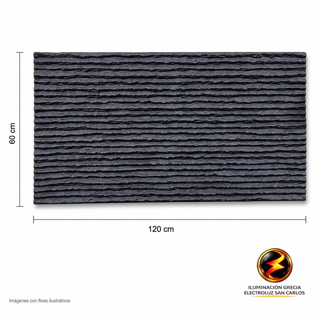 60-03001 LAMINA TEXTURA DE PIEDRA TUBULAR  NEGRA PU-10-B P.U 60CM X 1.20M