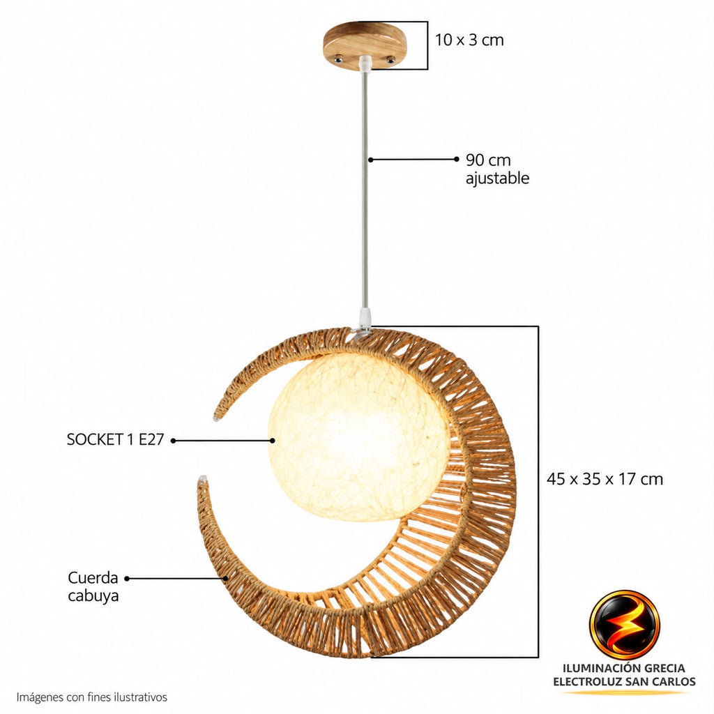 LÁMPARA DE COLGAR FIGURA LUNA RÚSTICA XZF-D3838