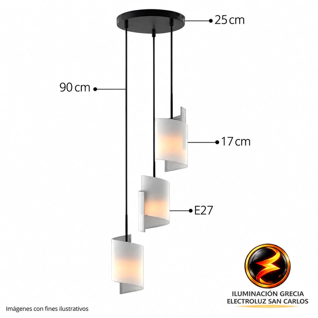 LÁMPARA DE COLGAR NÓRDICA 3 VELOS DE PLÁSTICO 2806-3