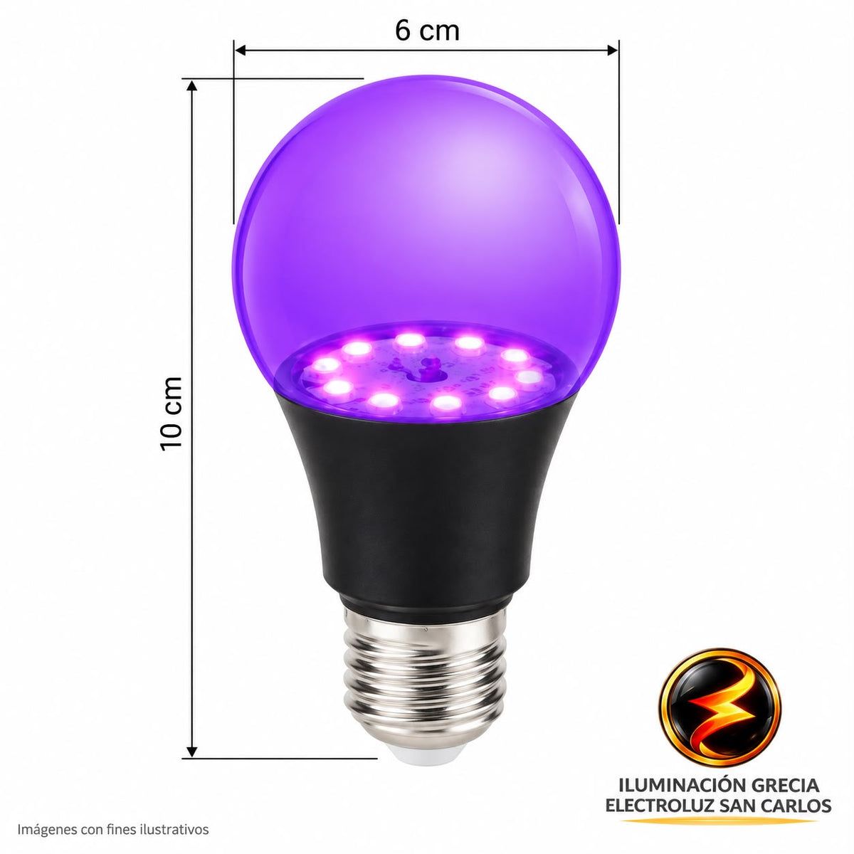 BOMBILLO LED A60 REDONDO LUZ VIOLETA 10W/120V ILUSIFCRA