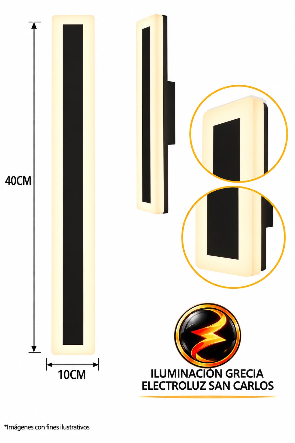 APLIQUE LED 9516 400MM DE PARED LARGO
