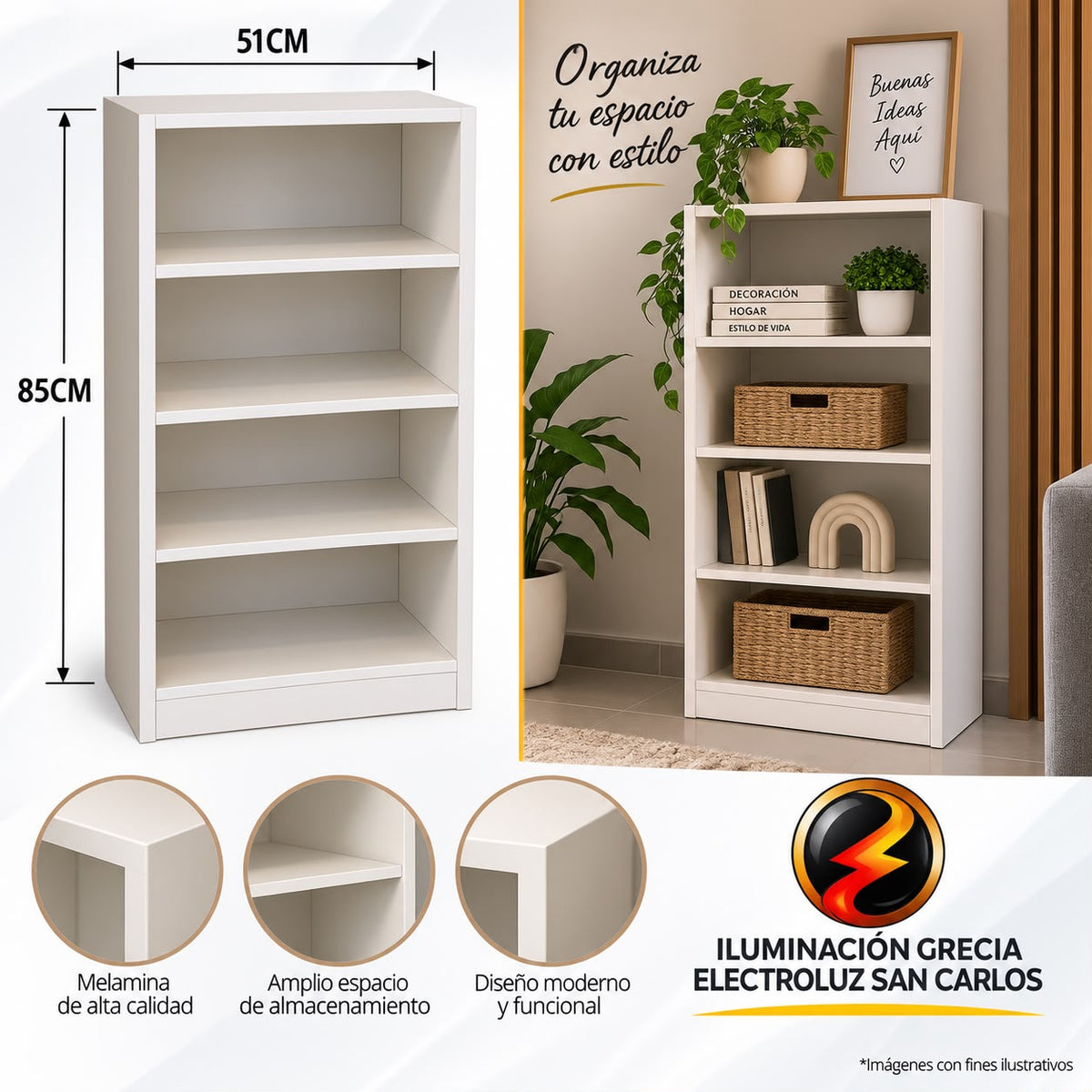 MUEBLE MELAMINA ESTANTERIA 85CMX51CM
