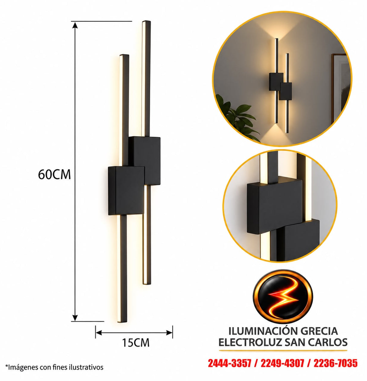 APLIQUE LED PARA PARED PERFIL LARGO MINIMALISTA 3942-580 CM