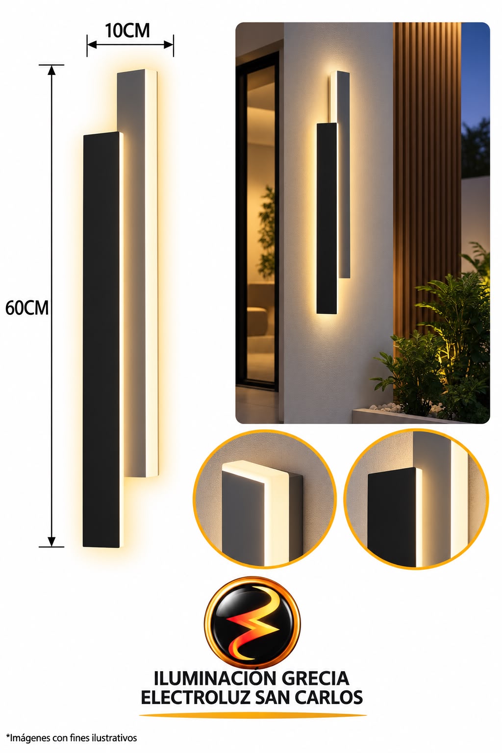 APLIQUE LED 9206-400MM DE PARED LARGO