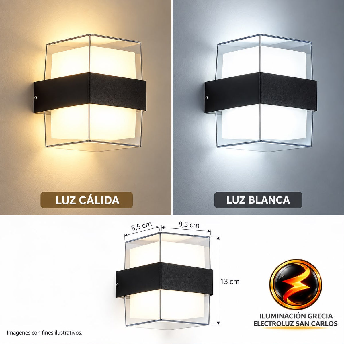 APLIQUE LED 2272/2 OS-W77S/2 PARED DOBLE LUZ CUADRADO 3000K
