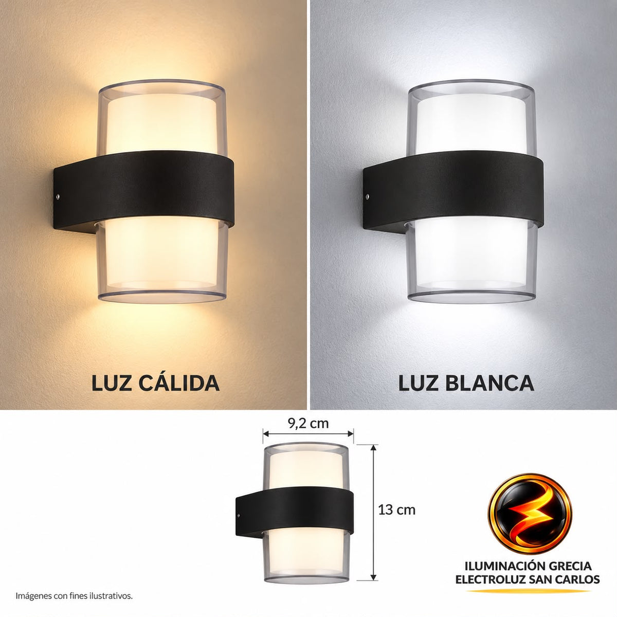 APLIQUE LED 2276/2 OS-W77R/2 PARED DOBLE LUZ REDONDO 3500K