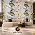 LÁMINA ADHESIVA PAPEL TAPIZ 1.20M X 3M PARA PARED GRIS VETA DORADO DECORATIVO JG-YP-72