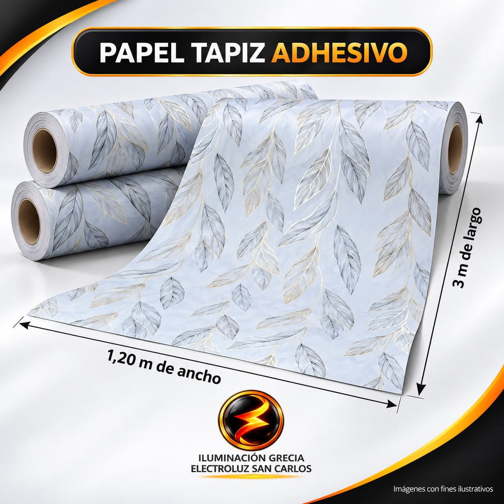 LÁMINA ADHESIVA PAPEL TAPIZ 1.20M X 3M PARA PARED HOJAS VETAS DORADAS DECORATIVO JQ-TJ-038