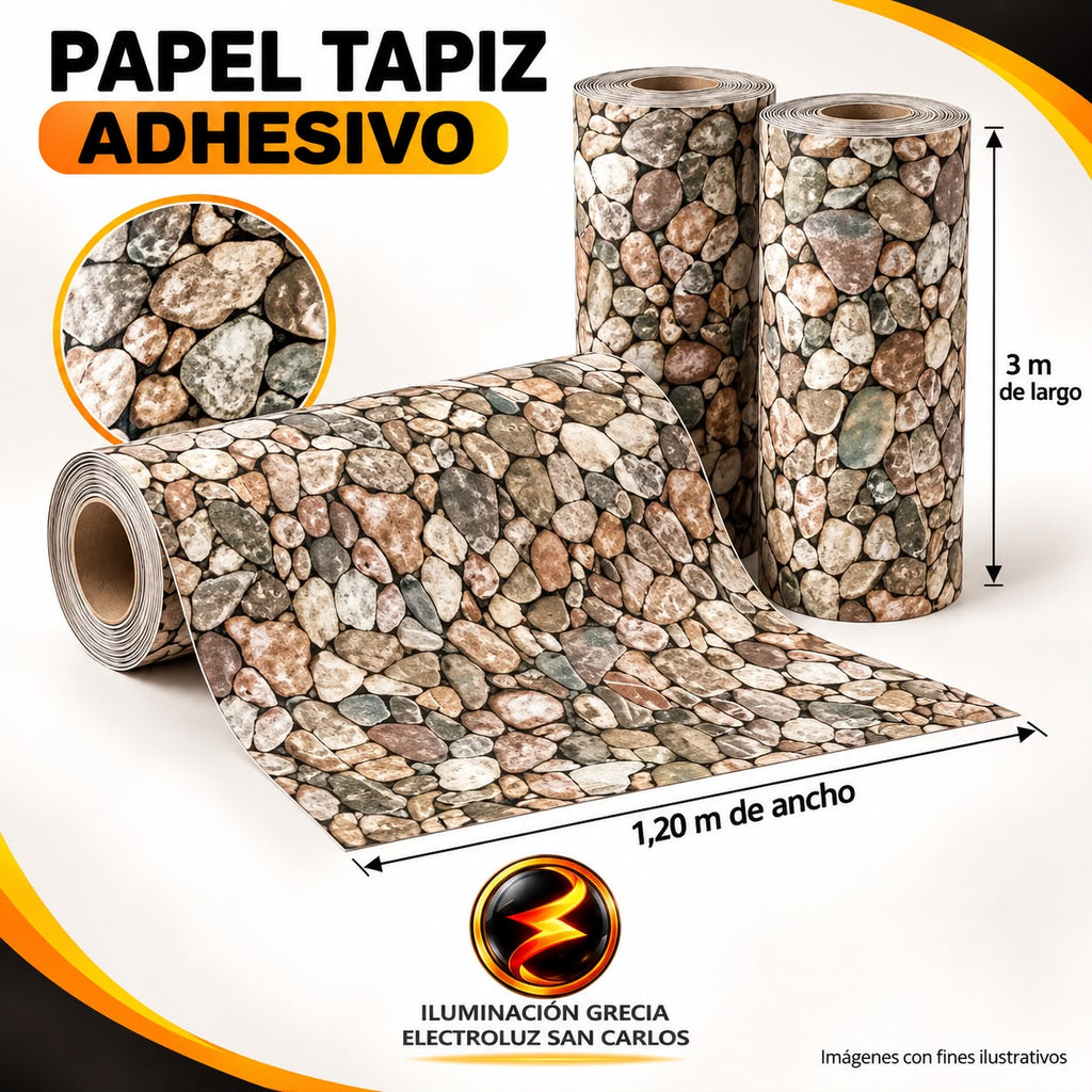 LÁMINA ADHESIVA PAPEL TAPIZ 1.20M X 3M PARA PARED BLANCO VETAS MARRÓN DECORATIVO JQ-YP-154