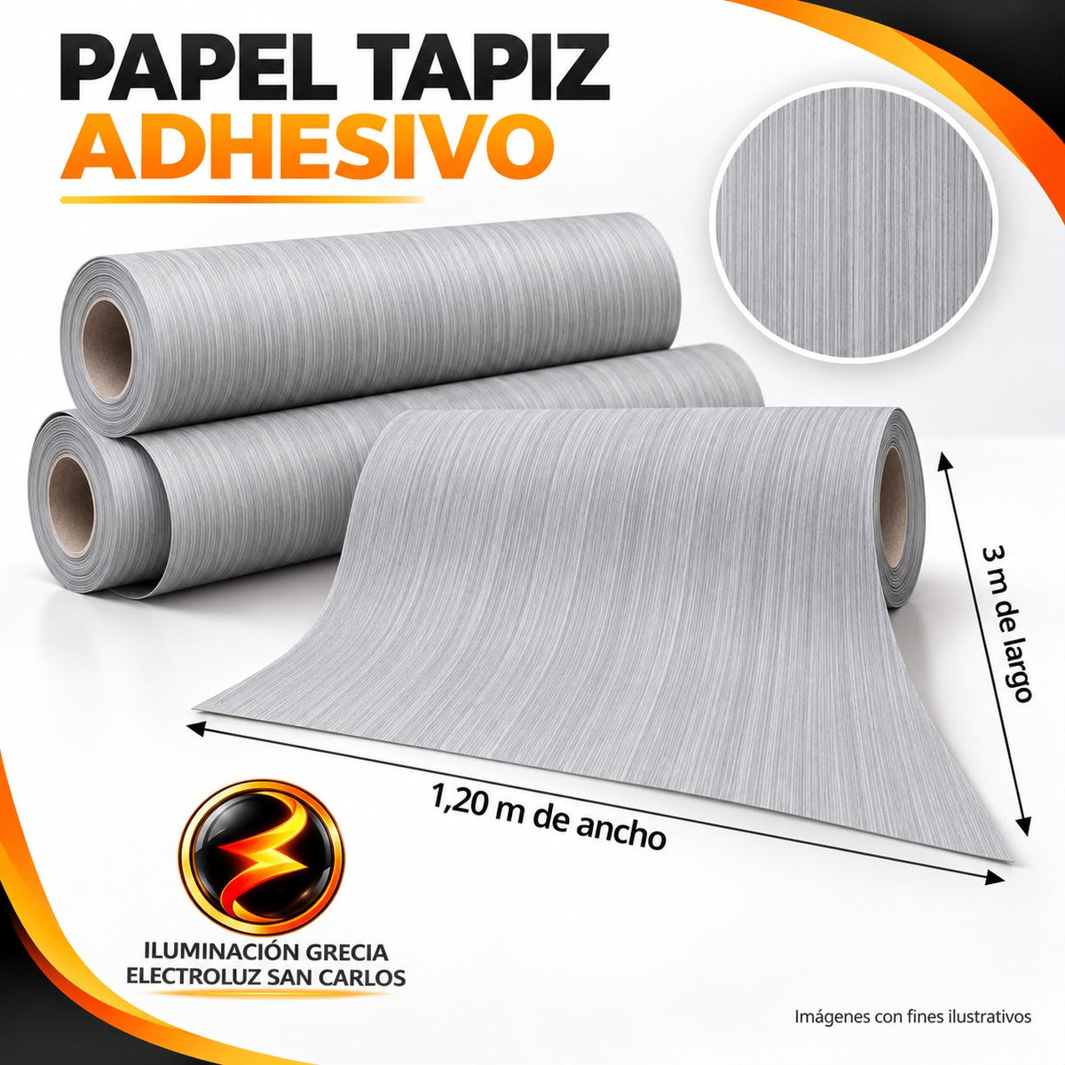 LÁMINA ADHESIVA PAPEL TAPIZ 1.20M X 3M PARA PARED GRIS MATIS DECORATIVO JQ-YP-015