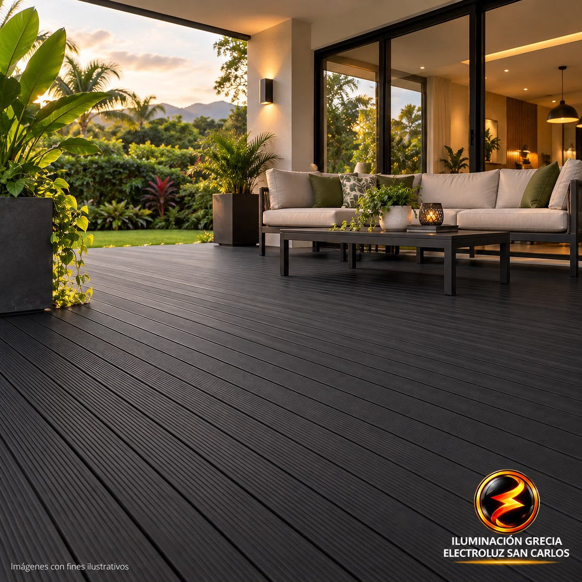 LÁMINA DE PISO ESTILO DECK WPC ACABADO BLACK DRAWING 14CM X 25MM X 2.90M