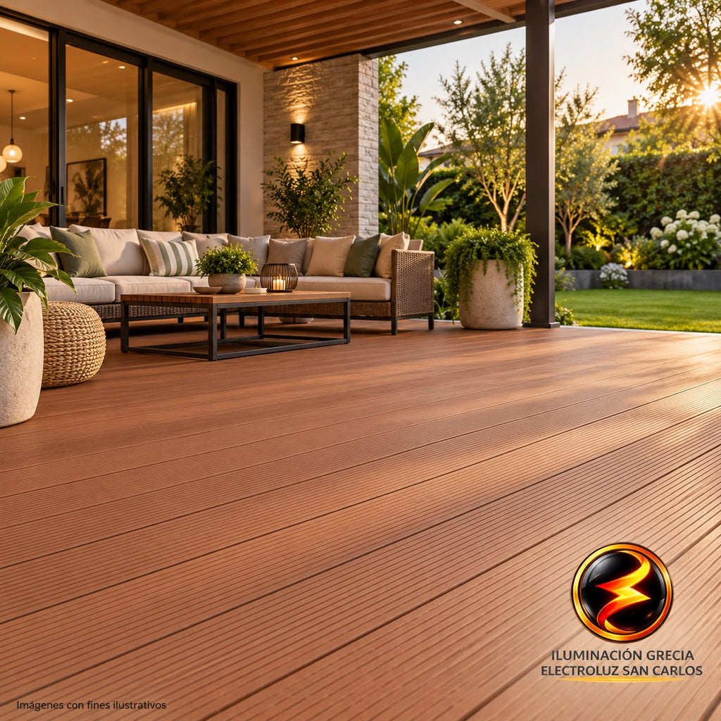 LÁMINA PARA PISO ESTILO DECK WPC ACABADO CAOBA OSCURO 14CM X 25MM X 2.90M