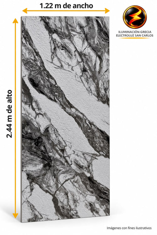 60-03014 LAMINA PVC - PANEL UV ESTILO TEXTURA MARMOL VETAS GRIS 1.22M X 2.44M / 3MM 516603-3