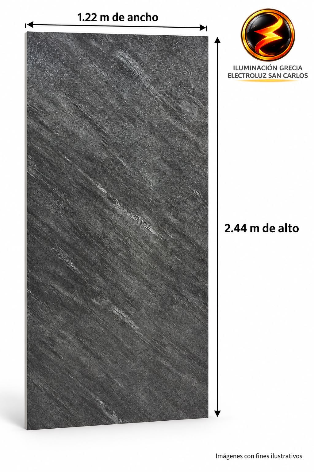 60-03016 LAMINA PVC - PANEL UV ESTILO TEXTURA GRIS OSCURO 1.22M X 2.44M / 3MM 512806-1 3MM C515001-53