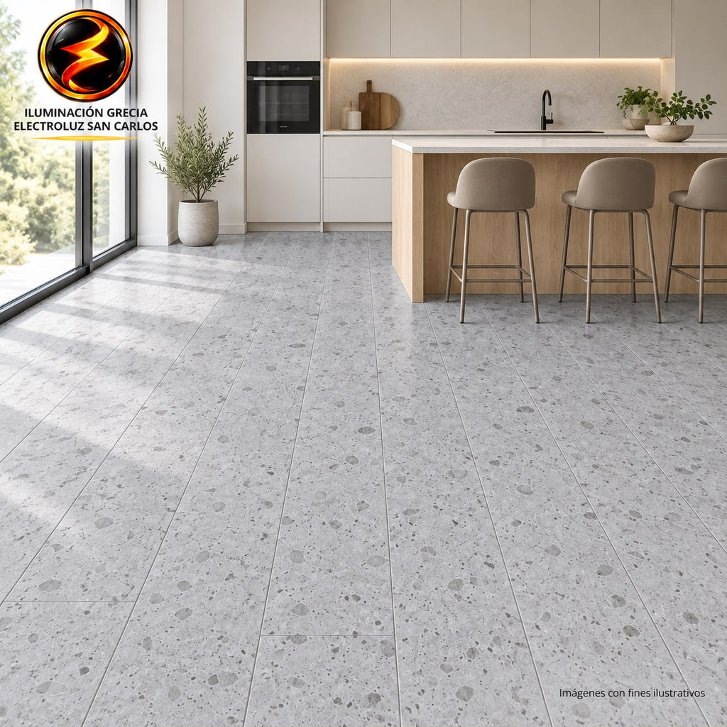 LÁMINA PARA PISO ESTILO SPC 10PC ACABADO GRANITO BLANCO SA7063 18MMX1.22M 2.2M2 CON ESPONJA