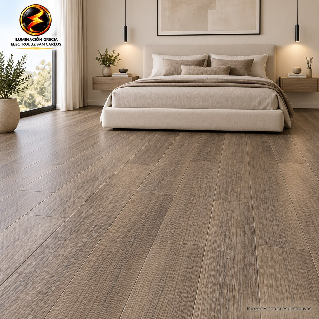 LÁMINA PARA PISO ESTILO SPC 10PC ACABADO ROBLE OSCURO WD3096 18MMX1.22M 2.2M2 CON ESPONJA