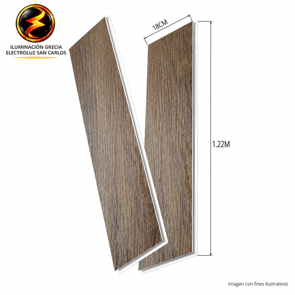 LÁMINA PARA PISO ESTILO SPC 10PC ACABADO ROBLE OSCURO WD3096 18MMX1.22M 2.2M2 CON ESPONJA
