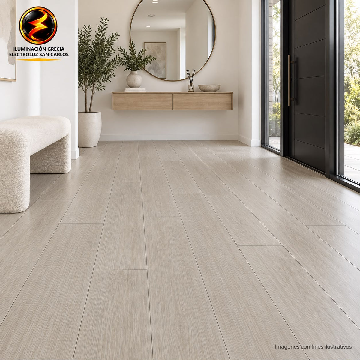 LÁMINA PARA PISO ESTILO SPC 10PC ACABADO CREMA CLARO SD-02 18MMX1.22M 2.2M2 CON ESPONJA