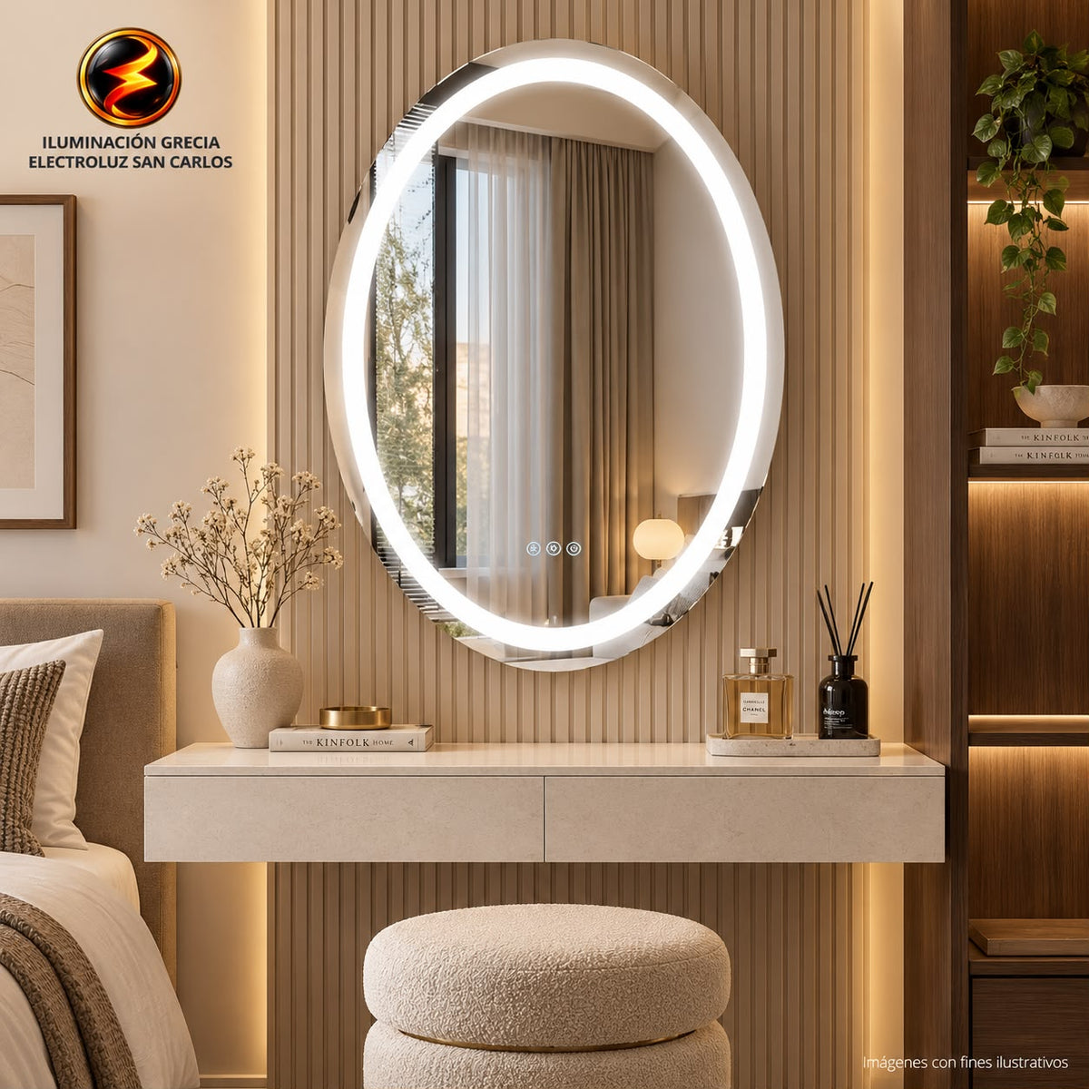 ESPEJO LED 8011 OVALADO TÁCTIL 60CM X 80CM