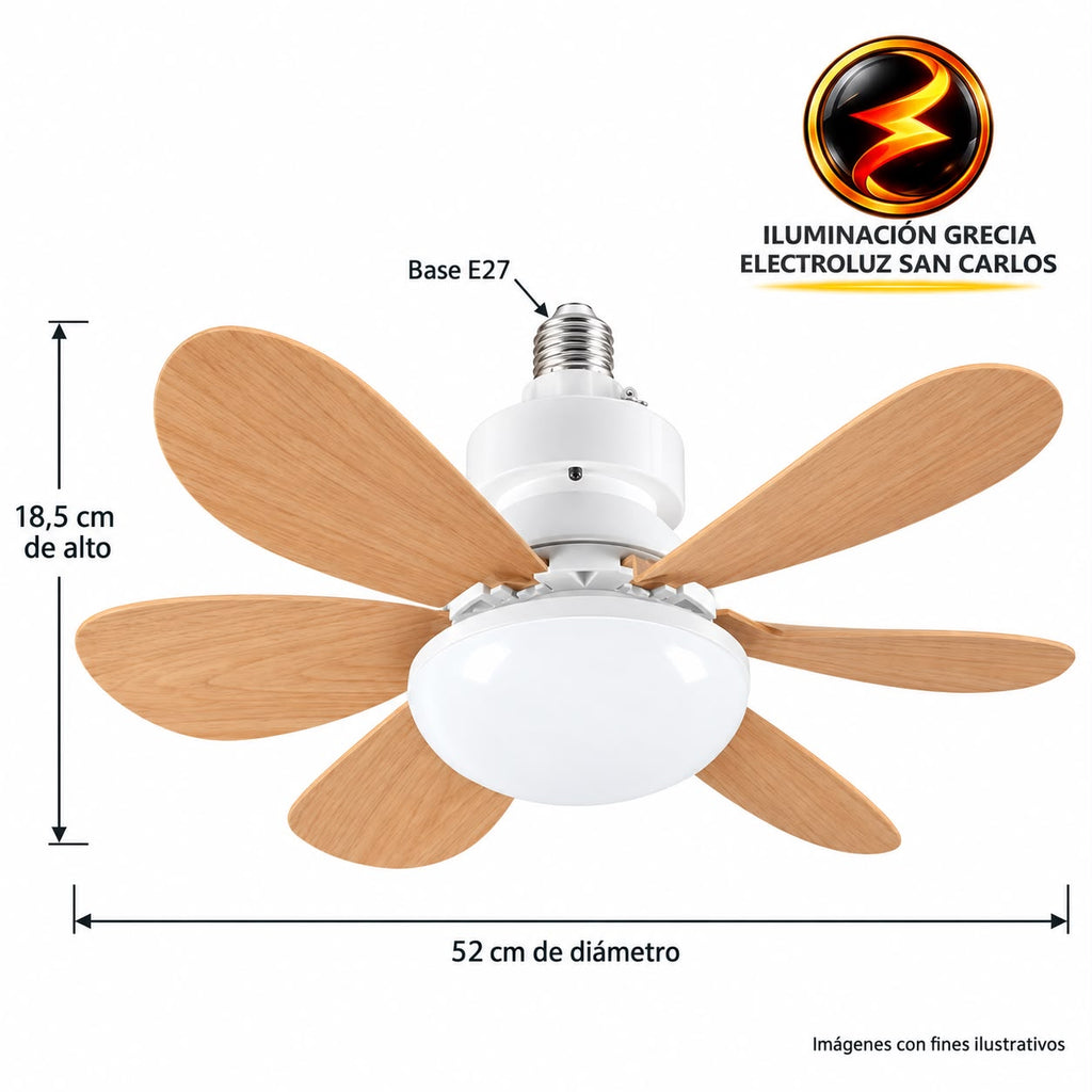 Abanico De Techo 20 Socket E27 con 3 Tonos luz Led (madera) AB1505 / ELT0500 406-91