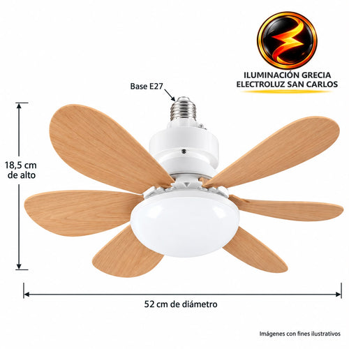 Abanico De Techo 20 Socket E27 con 3 Tonos luz Led (madera) AB1505 / ELT0500 406-91
