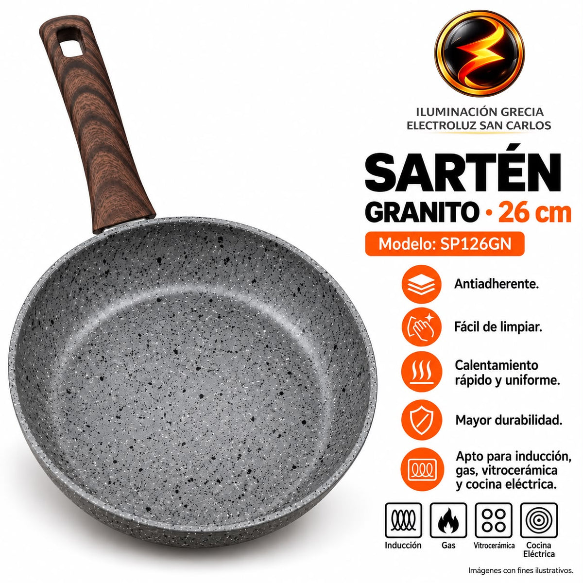 341-17 / SARTÉN 26CM GRANITO SP126GN