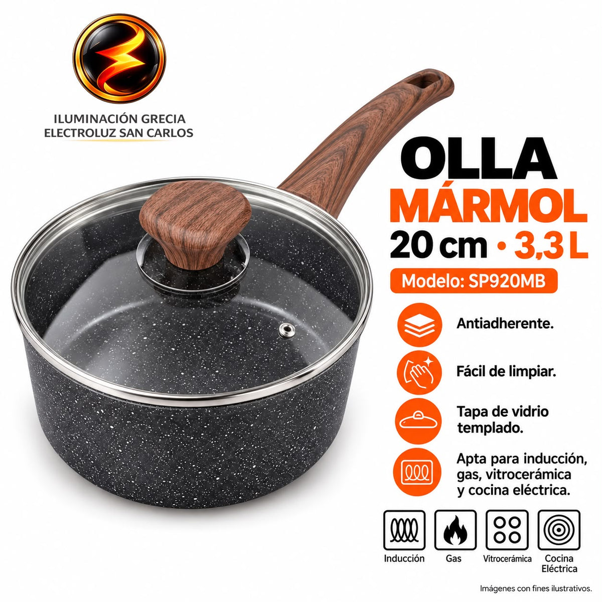 341-26 / OLLA 3,3L 20CM +TAPA GRANITO SP920GN