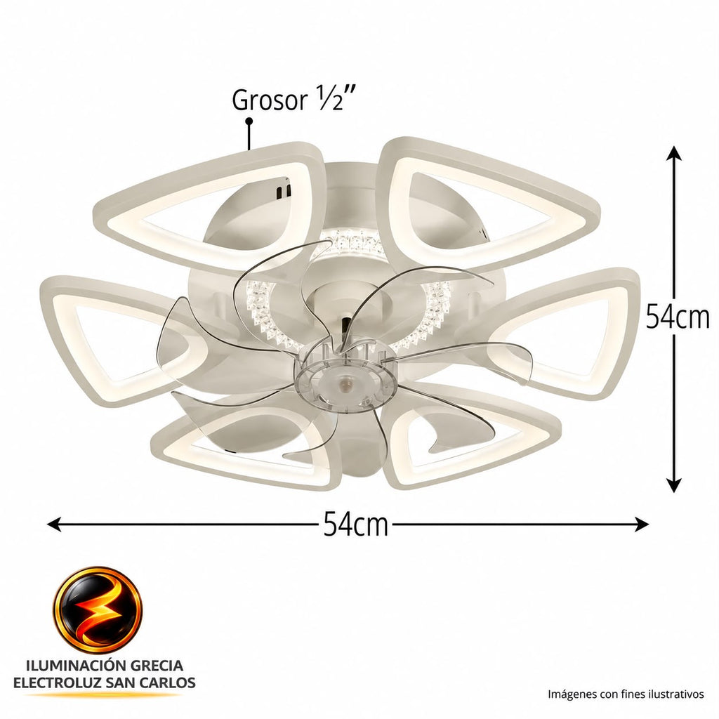 VENTILADOR CON LUZ LED PARA TECHO CON 6 ASPAS XH649-6