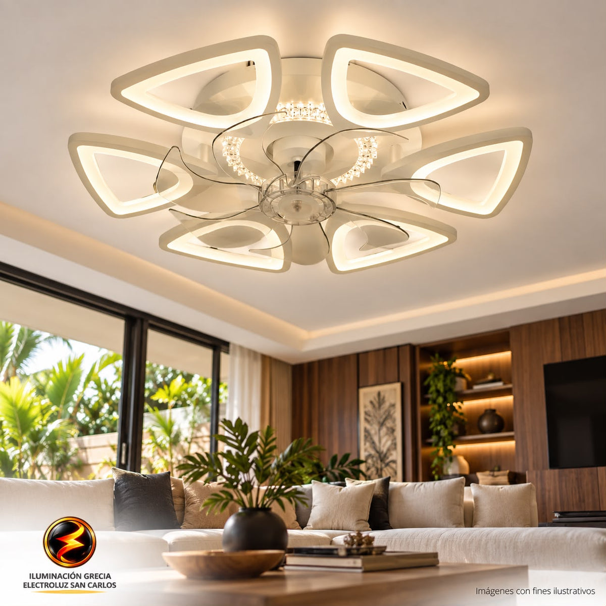 VENTILADOR CON LUZ LED PARA TECHO CON 6 ASPAS XH649-6