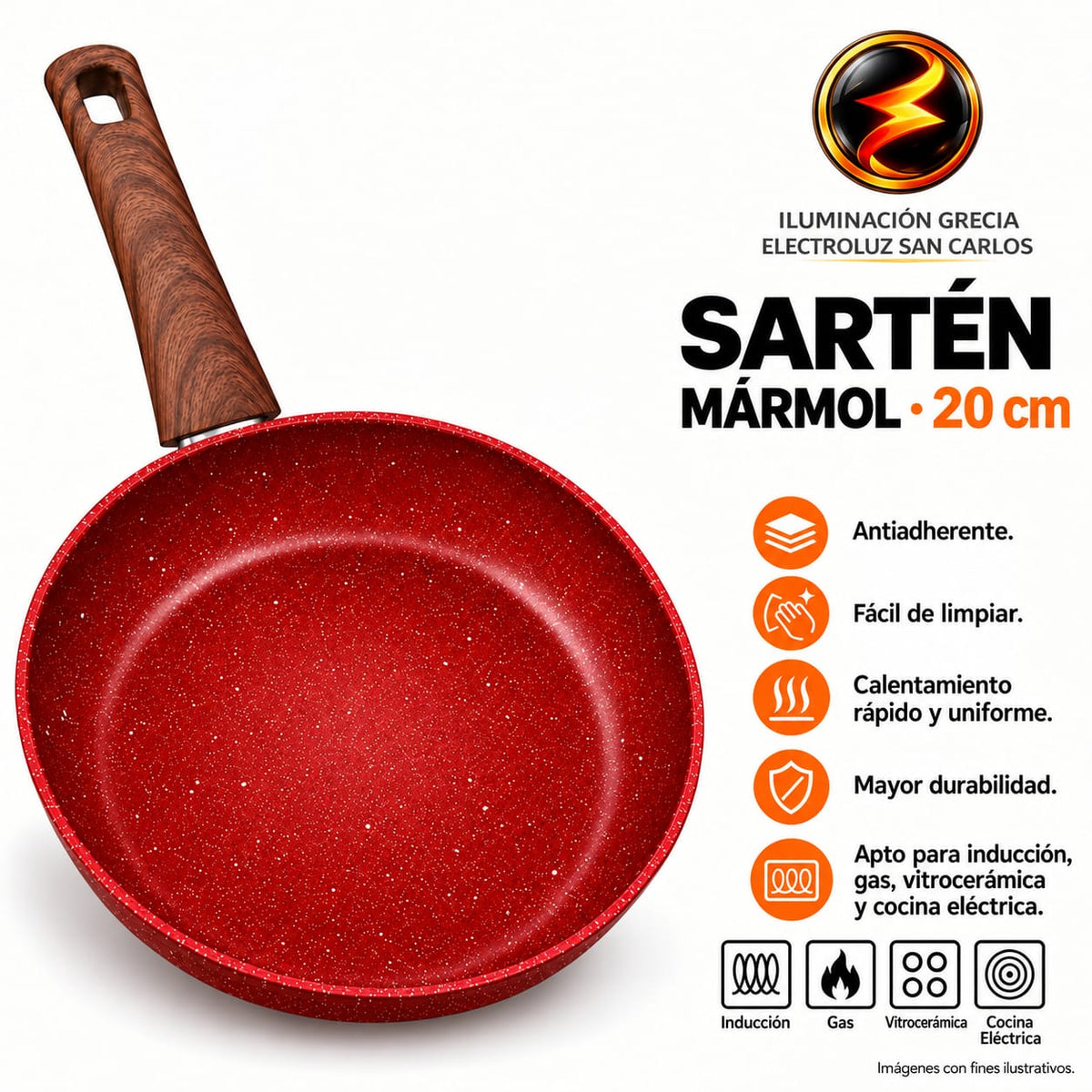 341-16 / SARTÉN 20CM MÁRMOL ROJO SP120MB-R
