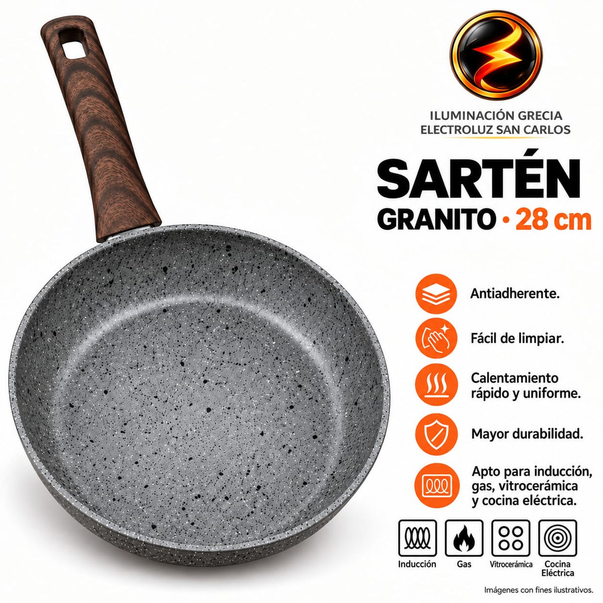341-35 / SARTÉN 28CM GRANITO SP128GN