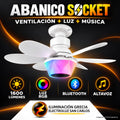 406-113 / Abanico De Techo 20” Con Socket E27, Luz LED RGB Y Bocina ELT0406