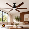 VENTILADOR DE TECHO MODERNO CON LUZ LED ACABADO MADERA FS4012-6