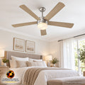 VENTILADOR DE TECHO MODERNO CON LUZ LED ACABADO PLATEADO FS4014