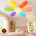 VENTILADOR ASPAS DE COLORES, ROSCA E27, CAMBIOS DE LUZ