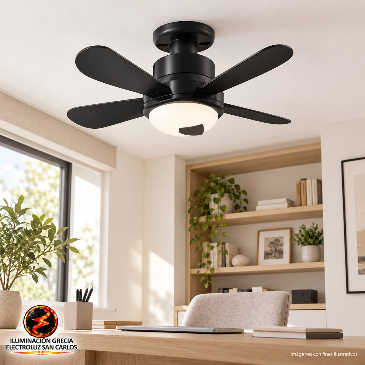 LAMPARA CON VENTILADOR OSCILANTE PARA TECHO E27 40W 18" NEGRO ILUSIFCRA