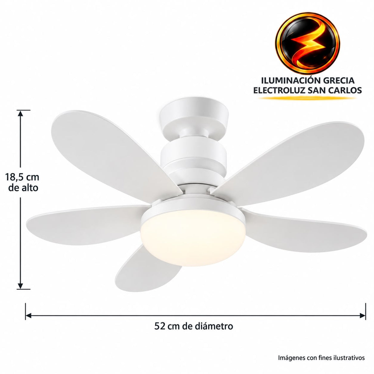 406-15 / Abanico de techo 20 socket E27 con luz led 1900Lumens 6 aspa