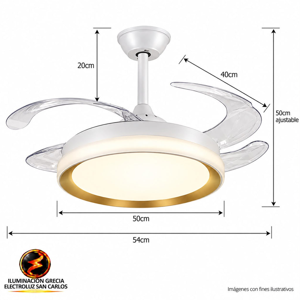 VENTILADOR DE TECHO CON LAMPARA 6058 BLANCO